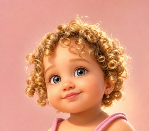 A baby girl with blond curls — 3D hero